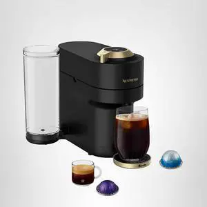Nespresso Festive Vertuo Pop+ Coffee and Espresso Maker by Breville, Matte Black Gold