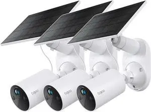 Tapo SolarCam 1080p Outdoor Wireless Security Camera, Battery Power with Solar, Person Detection, Subscription-Free Local Storage/Optional Cloud, Works with Alexa & Google Assistant, C402 KIT(3-Pack) Tapo SolarCam 1080p Outdoor Wireless Security Camera, Battery Power with Solar, Person Detection, Subscription-Free Local Storage/Optional Cloud, Works with Alexa & Google Assistant, C402 KIT(3-Pack)
