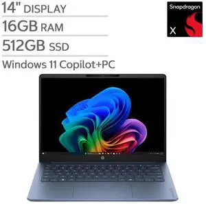 HP OmniBook 3 14" Next Gen AI Laptop - Qualcomm Snapdragon X - Copilot+ PC - 2K OLED (1920 x 1200) - 16GB Memory - 512GB SSD - Windows 11 Home HP OmniBook 3 14" Next Gen AI Laptop - Qualcomm Snapdragon X - Copilot+ PC - 2K OLED (1920 x 1200) - 16GB Memory - 512GB SSD - Windows 11 Home