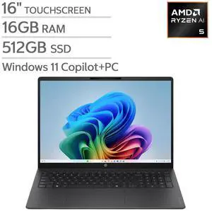 HP OmniBook 3 16" Touchscreen Laptop - AMD Ryzen AI 5 330 - Copilot+ PC - 2K (1920 x 1200) - 16GB Memory - 512GB SSD - Windows 11 Home HP OmniBook 3 16" Touchscreen Laptop - AMD Ryzen AI 5 330 - Copilot+ PC - 2K (1920 x 1200) - 16GB Memory - 512GB SSD - Windows 11 Home
