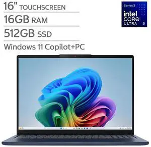 Lenovo IdeaPad Slim 5i 16" Touchscreen Copilot+ PC Laptop - WUXGA (1920 x 1200) - Intel Core Ultra 5 Processor - 16GB RAM - 512GB SSD - Windows 11 Home - Cosmic Blue Lenovo IdeaPad Slim 5i 16" Touchscreen Copilot+ PC Laptop - WUXGA (1920 x 1200) - Intel Core Ultra 5 Processor - 16GB RAM - 512GB SSD - Windows 11 Home - Cosmic Blue