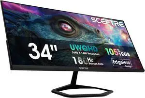 Sceptre 34-inch Prime Gaming Monitor 3440 x 1440 up to 180Hz DisplayPort HDMI Build-in Speakers, Machine Black 2027 (E345B-QU180D Series) Sceptre 34-inch Prime Gaming Monitor 3440 x 1440 up to 180Hz DisplayPort HDMI Build-in Speakers, Machine Black 2027 (E345B-QU180D Series)