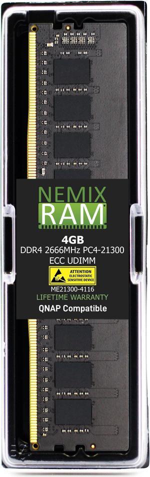 NEMIX RAM 4GB (1X4GB) DDR4 2666MHZ PC4-21300 1Rx6 1.2V 288-PIN ECC Unbuffered UDIMM Memory Compatible with QNAP RAM-4GDR4ECP0-UD-2666 NAS Memory