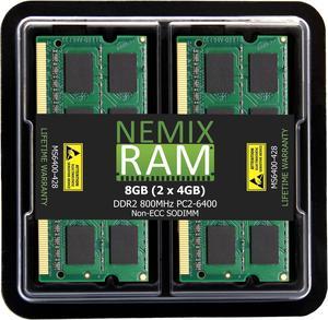 NEMIX RAM 8GB (2X4GB) DDR2 800MHZ PC2-6400 2Rx8 1.8V SODIMM Laptop Memory KIT