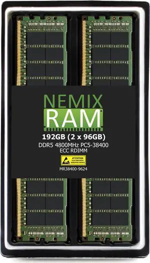 NEMIX RAM 192GB (2X96GB) DDR5 4800MHZ PC5-38400 2Rx4 1.1V 288-PIN ECC RDIMM Registered Server Memory KIT