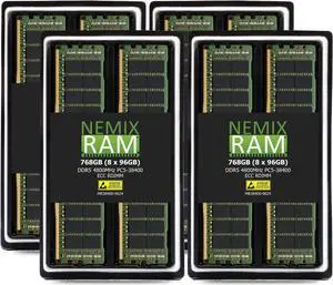 NEMIX RAM 768GB (8X96GB) DDR5 4800MHZ PC5-38400 2Rx4 1.1V 288-PIN ECC RDIMM Registered Server Memory KIT