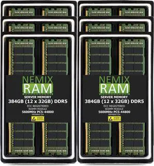 NEMIX RAM 384GB (12X32GB) DDR5 5600MHZ PC5-44800 2Rx4 1.1V CL46 288-PIN ECC RDIMM Registered Server Memory KIT Compatible with Dell PowerEdge R6615 Rack Server