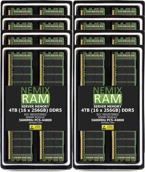 NEMIX RAM 4TB (16X256GB) DDR5 5600MHz PC5-44800 8Rx4 1.1V 288-PIN ECC RDIMM Registered Server Memory Kit Compatible with Supermicro B13DET Motherboard