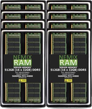 NEMIX RAM 512GB (16X32GB) DDR5 5600MHz PC5-44800 2Rx8 1.1V 288-PIN ECC RDIMM Registered Server Memory Kit Compatible with Supermicro B13DET Motherboard