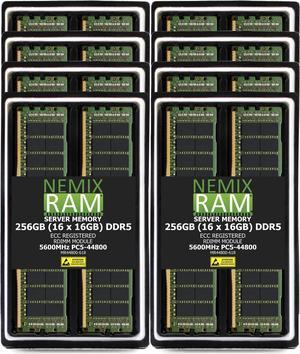 NEMIX RAM 256GB (16X16GB) DDR5 5600MHz PC5-44800 1Rx8 1.1V 288-PIN ECC RDIMM Registered Server Memory Kit Compatible with Supermicro B13DET Motherboard