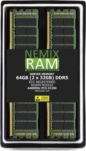 NEMIX RAM 64GB (2X32GB) DDR5 6400MHz PC5-51200 2Rx4 1.1V 288-PIN ECC RDIMM Registered Server Memory Kit Compatible with Supermicro X14SBI-F