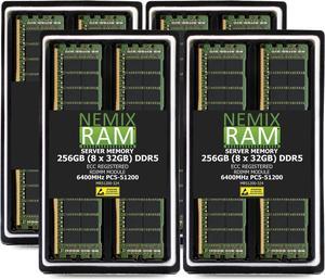 NEMIX RAM 256GB (8X32GB) DDR5 6400MHz PC5-51200 2Rx4 1.1V 288-PIN ECC RDIMM Registered Server Memory Kit Compatible with Supermicro X14SBM-TF