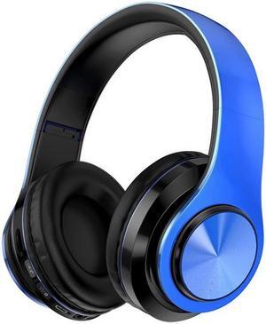 Wireless Bluetooth Headset, Folding Gaming Headphone with Built-In Noise Reduction Microphone, Support TF Card, HiFi Stereo Headset with 3.5MM Cable, For IOS/Android, Tablet, Computer, Laptop (Blue)