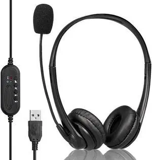 USB Headset With Microphone Noise Reduction And Audio Control, Wired Business Communication Online Chat Headset, Broadband Computer Headset For Business UC Skype Lync Soft Phone Call Center Office