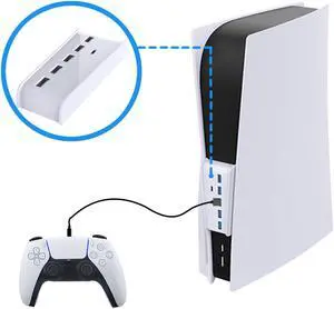 PS5 USB HUB, High Speed Transmission Extender Hub Adapter, USB Type C 3.1 Converter Distributor With 4 USB & 1 USB A Charging Port & 1 USB C Port Compatible With Playstation 5 Console (White)