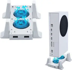 Cooling Fan and Vertical Stand for Xbox Series S , Dual High Speed Fans with 3 Level Adjustable Speed & 2 USB Hub Charging & Data Syncing  & 2 Non-Slip Holder for Xbox Series S Console
