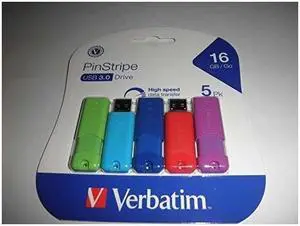VERBATIM AMERICAS LLC 70387 16GB PINSTRIPE 3.0 USB  5PK ASSORTED