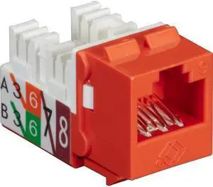 Black Box GigaTrue2 CAT6 Keystone Jack - Unshielded 110 Punchdown Type TAA Orange
