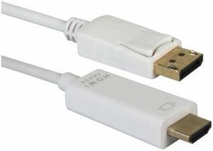 QVS DPHD-10W 10 ft. White DisplayPort to HDMI 4K Digital A/V White Cable Male to Male