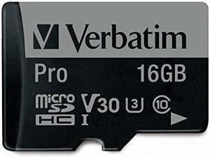 Verbatim Memory Card microSDHC w/Adapter 16GB BK/GY 47040
