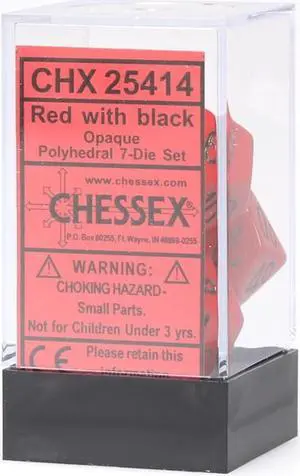 chessex chx25414 dice-opaque red/black set chessex chx25414 dice-opaque red/black set
