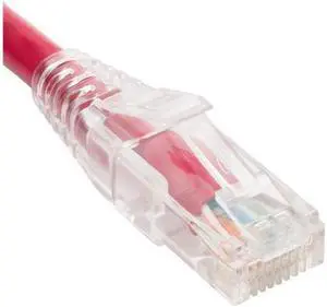 PATCH CORD CAT6 CLEAR BOOT 1' RED