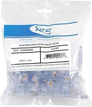 PLUG, 8P8C, OVAL ENTRY, SOLID, 100PK
