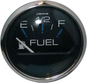 Faria Chesapeake Black SS 2" Fuel Level Gauge (E-1/2-F) [13701]