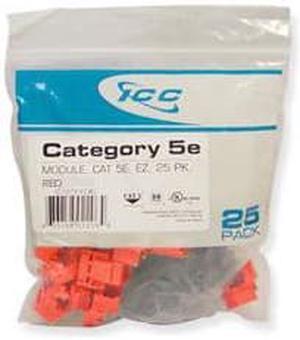 ICC CAT5JKPK-RD IC107E5CRD - 25PK CAT5 JACK - RED EZ