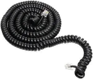 Coiled Telephone Cord Plug/Plug 25 ft Black 7613999986139