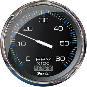 FARIA 5 TACHOMETER WITH DIGITAL HOURMETER (6000 RPM)