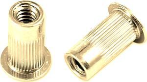 Marson MLR Series M47320 "L" Style RND Body Splined RIVETNUT; #8-32 , (0.020 - 0.080 Inch GR), LG FLNG HD, Steel, Zinc