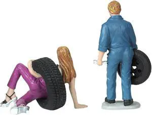 Val and Gary Tire Brigade 2 piece Figurine Set 1/18 by Motorhead Miniatures