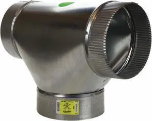 GREENSEAM GRFTJ4GA26 Round Duct Tee, 4 in Duct Dia, Galvanized Steel, 26 ga GA,