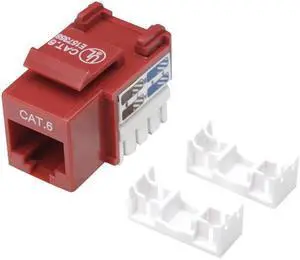 Intellinet Cat6 UTP Punch-Down Keystone Jack, Red, for Solid and Stranded Wire, Gold-plated Contacts
