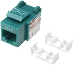 Intellinet Cat6 UPT Punch-Down Keystone Jack, Green, for Solid and Stranded Wire, Gold-plated Contacts