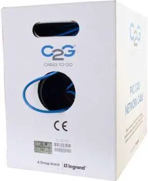 C2G 43405 Cat6 Bulk Cable - Unshielded Ethernet Network Cable with Stranded Conductors, In-Wall CM-Rated, TAA Compliant, Blue (1000 Feet, 304.8 Meters)
