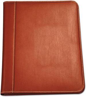 Samsill 71716 Contrast Stitch Leather Padfolio, 8 1/2 X 11, Leather, Tan