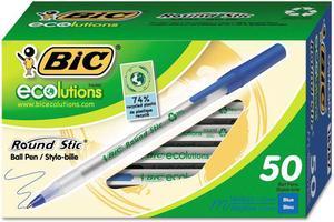 BIC Ecolutions Round Stic Ballpoint Pen Blue Ink 1mm Medium 50/Pack GSME509BE