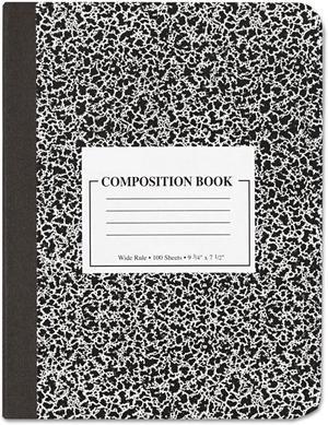 Innovera 20930 Composition Book, Wide Rule, 9 3/4 X 7 1/2, White, 100 Sheets