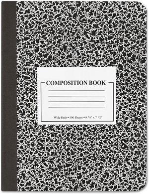 Innovera 20936 Composition Book, Wide Rule, 9 3/4 X 7 1/2, White, 100 Sheets, 6/Pack