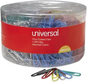 General Supply 33201201 Vinyl-Coated Wire Paper Clips, No. 1, Assorted Colors, 1000/Pack