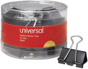 Universal Medium Binder Clips, 5/8" Capacity, 1 1/4" Wide, Black, 24/Pack