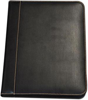 Samsill 71710 Contrast Stitch Leather Padfolio, 8 1/2 X 11, Leather, Black