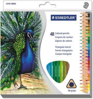 Staedtler 1270C48A6 Triangular Colored Pencil Set, H/#3, 2.9Mm, 48 Assorted Colors