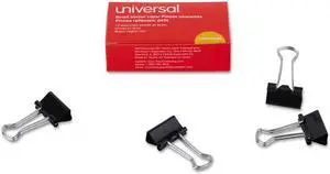 Universal UNV10200 Small Binder Clips, Zip-Seal Bag, 3/8 Inch Capacity, 3/4 Inch Wide, Black, 144/Bag