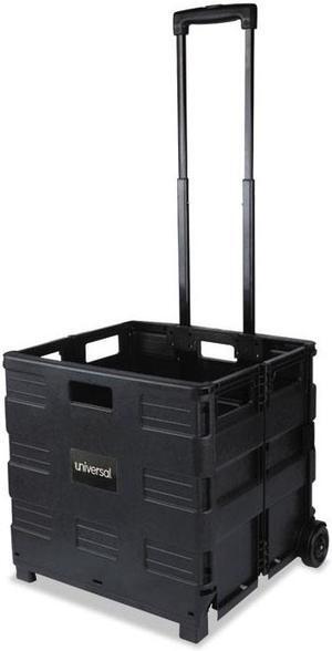 General Supply UNV14110 Collapsible Mobile Storage Crate, 18 1/4 X 15 X 18 1/4 To 39 3/8, Black