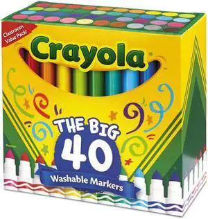 Crayola Marker,Washable,40/St,Ast 587858