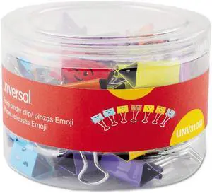 Universal 31031 Emoji Themed Binder Clips, Assorted, Medium, 1 Inch Wide, 42/Pack