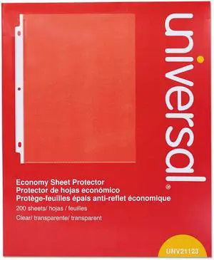 Universal 21123 Standard Sheet Protector, Economy, 8 1/2 X 11, Clear, 200/Box